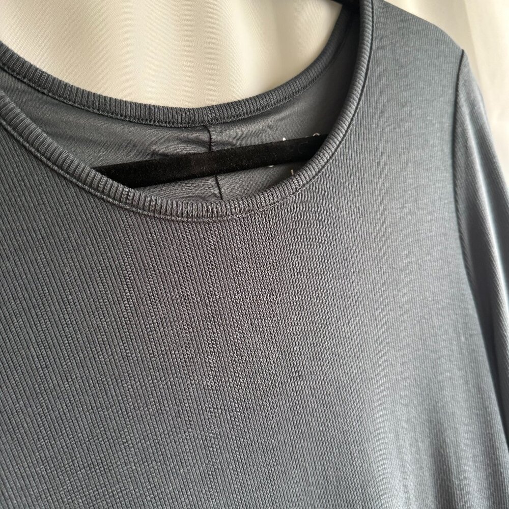 Quince Tencel Rib Knit Long Sleeve Dress L Dark Olive (NWT)